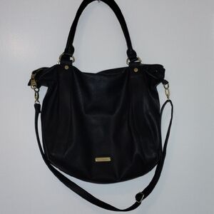Steve Madden Black Shoulder Bag with Gold Accents